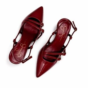 Jessica Simpson Red Pointed Slingback Flats with Double Strap